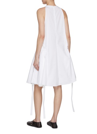 Back View - Click To Enlarge - ALAÏA - Halter Neck Drawstring Flared Cotton Poplin Dress