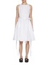 Front View - Click To Enlarge - ALAÏA - Halter Neck Drawstring Flared Cotton Poplin Dress