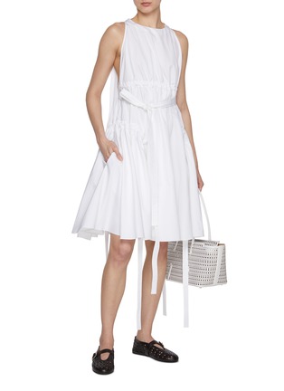 Figure View - Click To Enlarge - ALAÏA - Halter Neck Drawstring Flared Cotton Poplin Dress