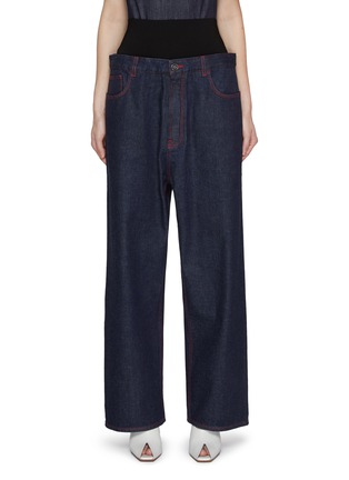 Main View - Click To Enlarge - ALAÏA - Elasticated Waistband Dark Washed Jeans