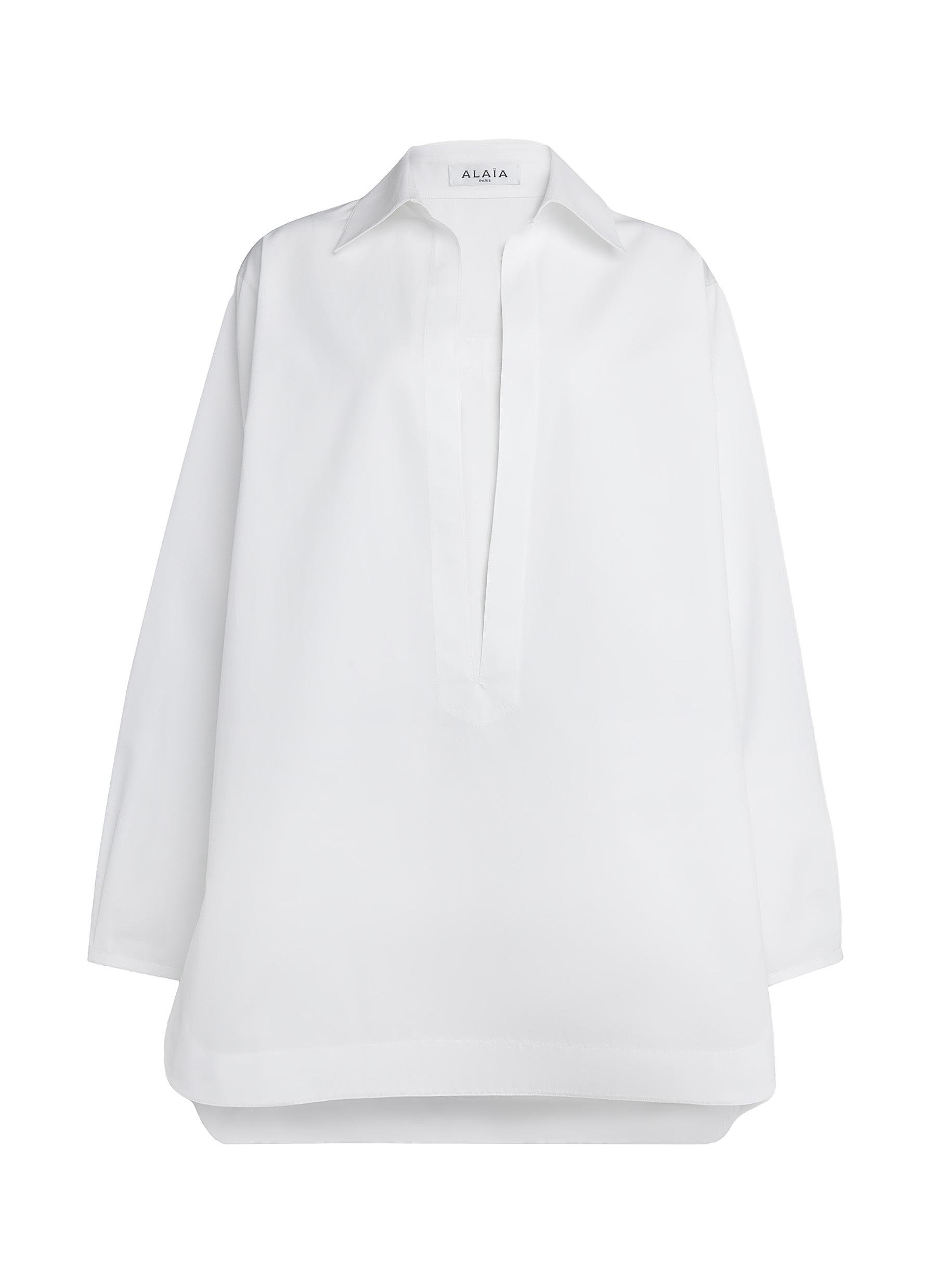 【ALAIA直営店】ROBE EN POPELINE ALAÏA WHITE POPLIN CROSS BELT DRESS | ALAÏA