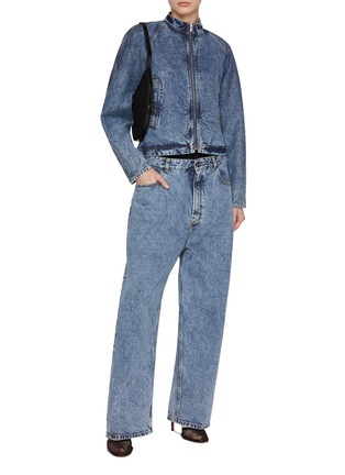 Figure View - Click To Enlarge - ALAÏA - Acid Wash Denim Moto Jacket