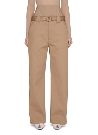 Front View - Click To Enlarge - ALAÏA - Tailored Knit Waistband Cotton Blend Cargo Trousers