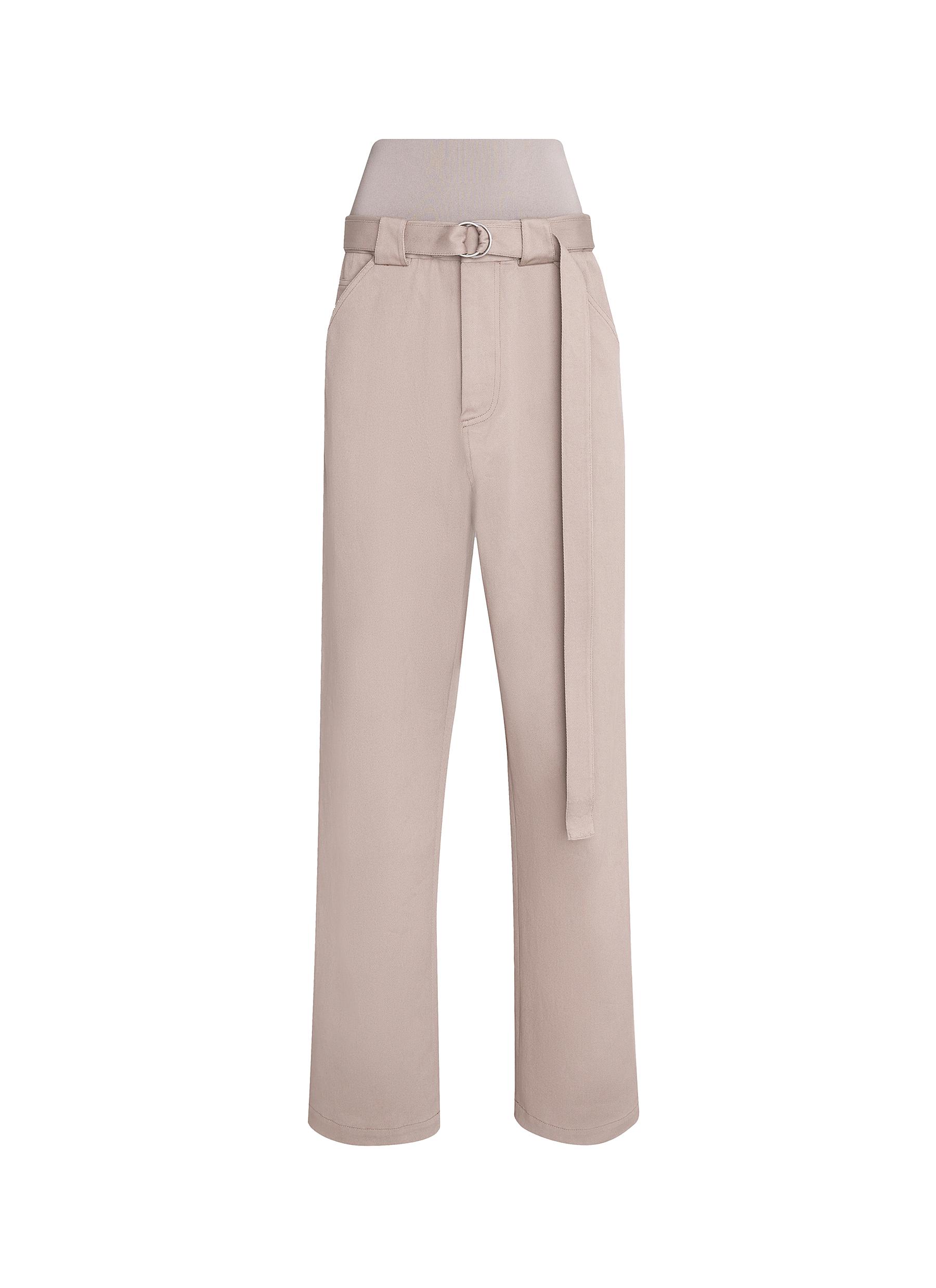 【2plan】Solid one-tuck wide cotton pants Organic Cotton Airplane Wide Leg Pant - 26