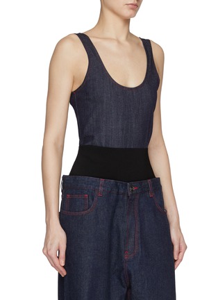 Front View - Click To Enlarge - ALAÏA - Sleeveless Denim Bodysuit