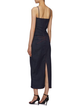 Back View - Click To Enlarge - ALAÏA - Straight Neckline  Denim Dress