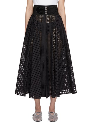Front View - Click To Enlarge - ALAÏA - Elastic Waist Belted Flared Skirt