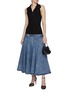 Figure View - Click To Enlarge - ALAÏA - Elasticated Waistband Denim Skirt