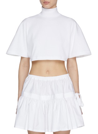 Front View - Click To Enlarge - ALAÏA - High Neck Cropped T-Shirt