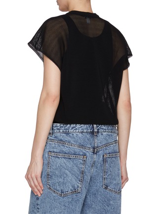 Back View - Click To Enlarge - ALAÏA - Cap Sleeve Cotton Blend T-shirt Bodysuit