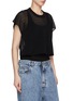 Front View - Click To Enlarge - ALAÏA - Cap Sleeve Cotton Blend T-shirt Bodysuit