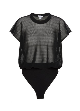 Main View - Click To Enlarge - ALAÏA - Cap Sleeve Cotton Blend T-shirt Bodysuit