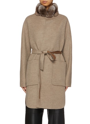 Main View - Click To Enlarge - FABIO GAVAZZI - Chinchilla Fur Collar Wool Cashmere Coat