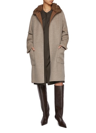 Figure View - Click To Enlarge - FABIO GAVAZZI - Reversible Sable Collar Wool Coat