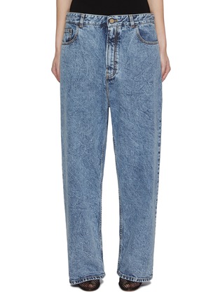 Front View - Click To Enlarge - ALAÏA - Waistband Acid Wash Denim Jeans