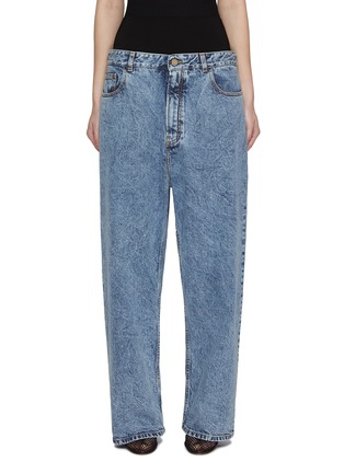 Main View - Click To Enlarge - ALAÏA - Waistband Acid Wash Denim Jeans