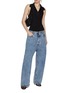 Figure View - Click To Enlarge - ALAÏA - Waistband Acid Wash Denim Jeans