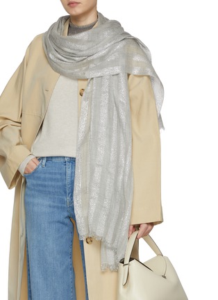 Figure View - Click To Enlarge - JANE CARR - The Skyline Cashmere Lurex Striped Scarf