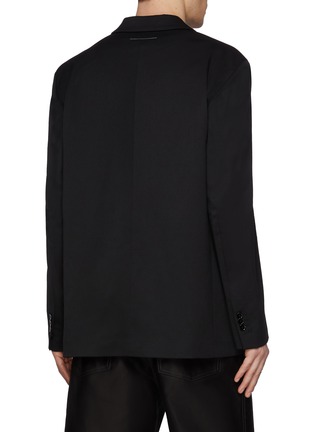 Back View - Click To Enlarge - MM6 MAISON MARGIELA - Notch Lapel Mixed Fabric Virgin Wool Blend Blazer