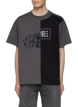 Main View - Click To Enlarge - MM6 MAISON MARGIELA - Contrast Graphic Print Cotton T-Shirt