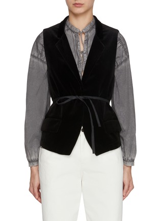 Main View - Click To Enlarge - BARENA - Belted Velvet Waistcoat