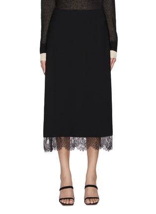 Main View - Click To Enlarge - VINCE - Lace Panelled Straight Midi Skirt