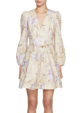 Main View - Click To Enlarge - ZIMMERMANN - Eden Belted Linen Flip Dress