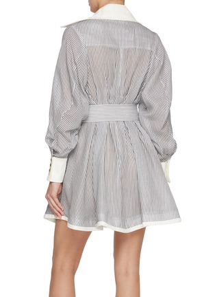 Back View - Click To Enlarge - ZIMMERMANN - Illustration Tuck Cotton Silk Mini Dress