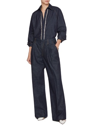 Figure View - Click To Enlarge - ZIMMERMANN - Illustration Dark Wash Denim Shirt