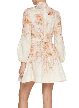 Back View - Click To Enlarge - ZIMMERMANN - Illustration Buttoned Linen Mini Dress