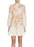 Main View - Click To Enlarge - ZIMMERMANN - Illustration Buttoned Linen Mini Dress