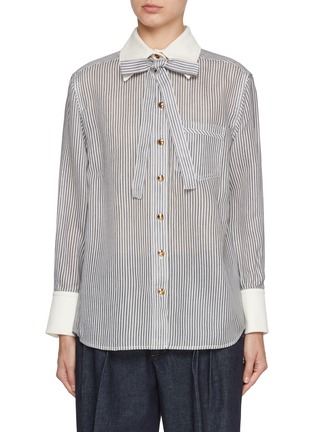 Main View - Click To Enlarge - ZIMMERMANN - Illustration Striped Cotton Silk Shirt