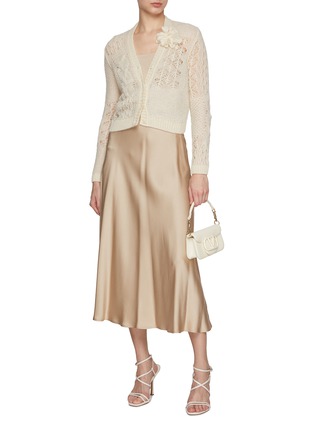 Figure View - Click To Enlarge - ERMANNO SCERVINO - Floral Patch Macrame Cardigan