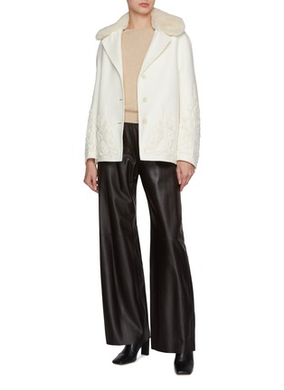 Figure View - Click To Enlarge - ERMANNO SCERVINO - Shearling Collar Coat