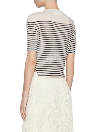 Back View - Click To Enlarge - ERMANNO SCERVINO - Knotted Shoulder Stripe Cashmere Knit Top