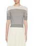 Main View - Click To Enlarge - ERMANNO SCERVINO - Knotted Shoulder Stripe Cashmere Knit Top