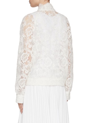 Back View - Click To Enlarge - ERMANNO SCERVINO - Long Sleeve Zip Up Lace Bomber Jacket