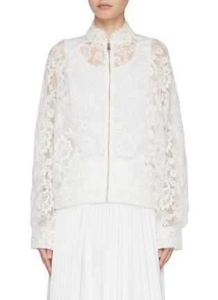 Main View - Click To Enlarge - ERMANNO SCERVINO - Long Sleeve Zip Up Lace Bomber Jacket