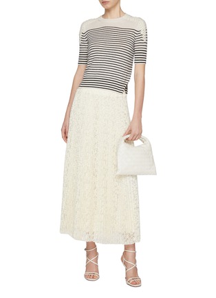 Figure View - Click To Enlarge - ERMANNO SCERVINO - Elasticated Pleated Lace Skirt