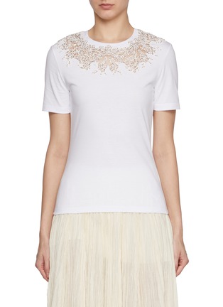 Main View - Click To Enlarge - ERMANNO SCERVINO - Lace Strass Embroidery T-Shirt