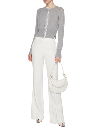 Figure View - Click To Enlarge - ERMANNO SCERVINO - Lace Trim Cashmere Cardigan