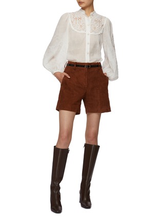 Figure View - Click To Enlarge - ERMANNO SCERVINO - High Waisted Suede Shorts