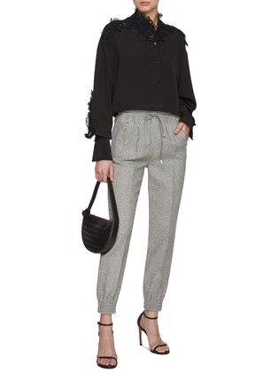 Figure View - Click To Enlarge - ERMANNO SCERVINO - Elasticated Adjustable Cashmere Mohair Blend Jogger Pants