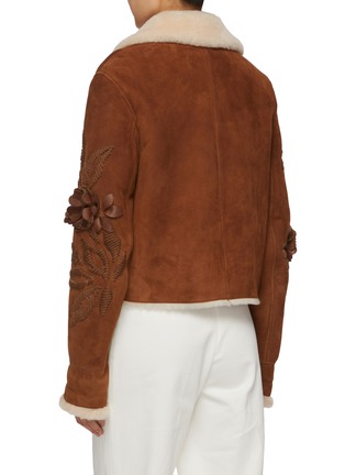 Back View - Click To Enlarge - ERMANNO SCERVINO - Floral Embroidery Shearling Jacket