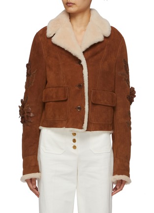 Main View - Click To Enlarge - ERMANNO SCERVINO - Floral Embroidery Shearling Jacket