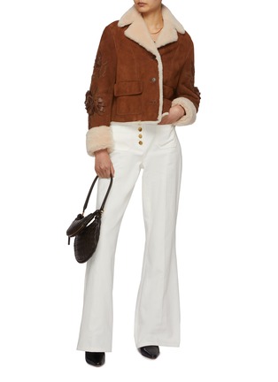 Figure View - Click To Enlarge - ERMANNO SCERVINO - Floral Embroidery Shearling Jacket