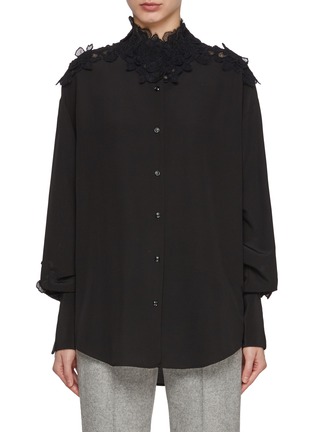 Main View - Click To Enlarge - ERMANNO SCERVINO - Lace Embroidery Poplin Shirt