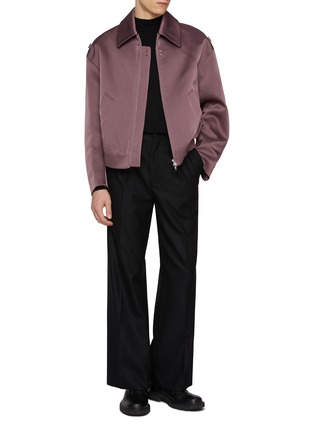 Figure View - Click To Enlarge - RE: BY MAISON SANS TITRE - Satin Touch Cropped Jacket