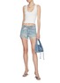 Figure View - Click To Enlarge - GOOD AMERICAN - Good Girlfriend Belted Light Washed Denim Shorts