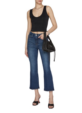 Figure View - Click To Enlarge - GOOD AMERICAN - Good Legs Medium Washed Cropped Mini Boot Jeans